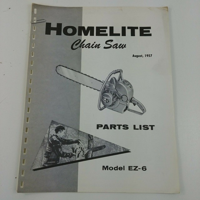 Homelite Model EZ6 Chainsaw Chain Saw Parts list August 1957 eBay