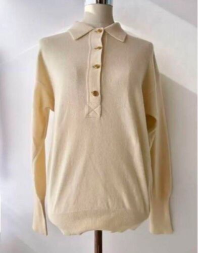CHANEL BOUTIQUE Knit Sweater Women Size 38 Off White Made In France - Afbeelding 1 van 5
