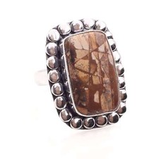Peanut Jasper Gemstone Silver Plated Handmade Jewelry Adjustable Ring R-865