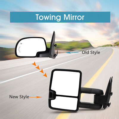 Pair Of Manual Extendable Towing Mirrors For 1999-2006 GMC Sierra 1500 2500 3500 - Black Finish 13 thumbnail image