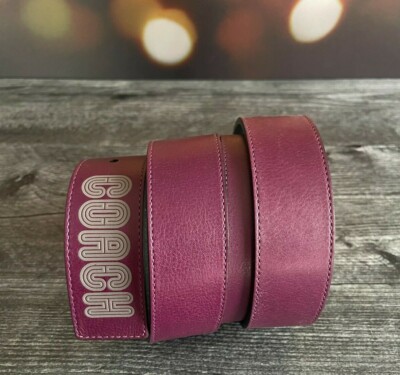 Coach Harness Buckle Belt With Coach Print, 40 Mm Plum Black 69223