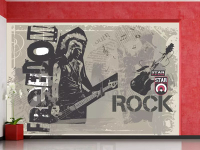 3D Rock Music Art K13113 Wallpaper Mural Self-adhesive Removable Sticker Kay