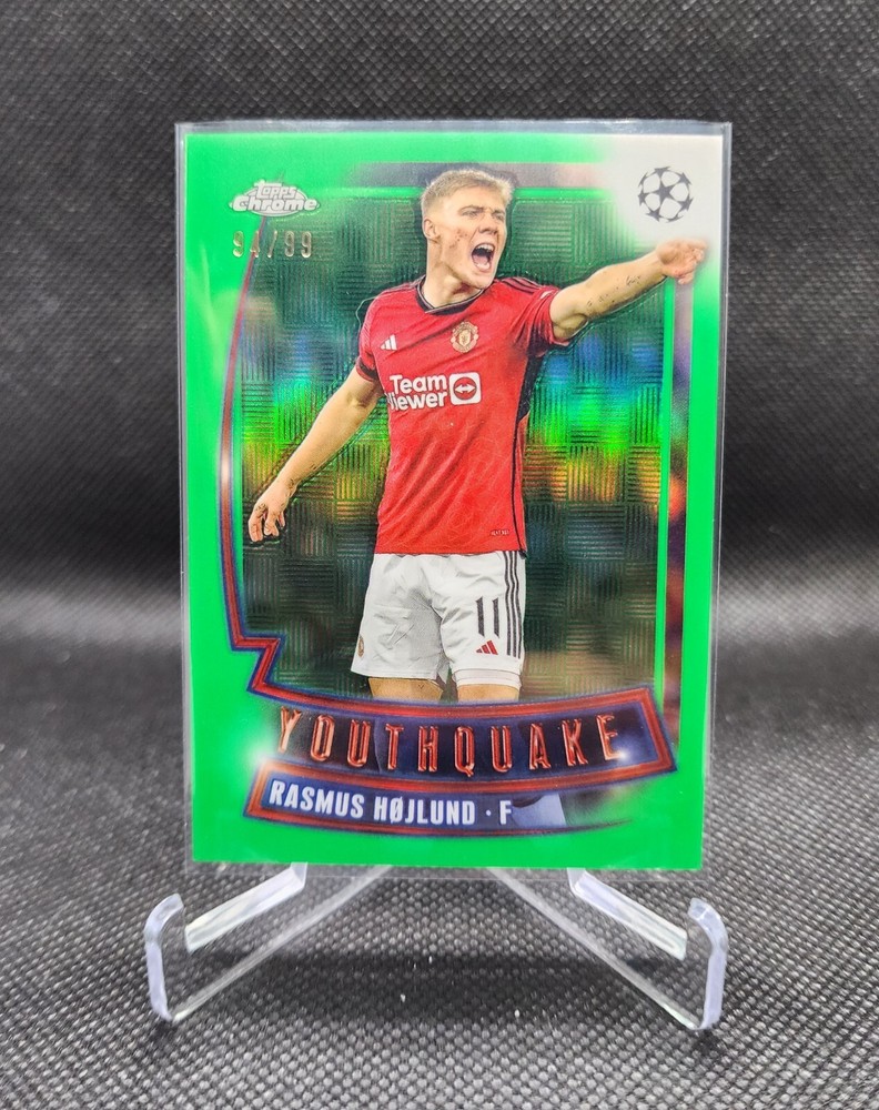 2023 Topps Chrome UCC Youthquake Rasmus Højlund Green Refractor /99 NM-MT