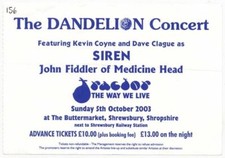 Medicine Head Kevin Coyne Buttermarket, Shrewsbury 5/10/03 Ticket