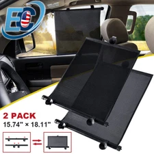 2 Packs Retractable Auto Sun Shade Cover Car Side Window Roller Visor Shield