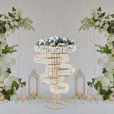 Crystal Flower Stand 5 Tier Round Pedestal Stand for Wedding Road Lead T Stage