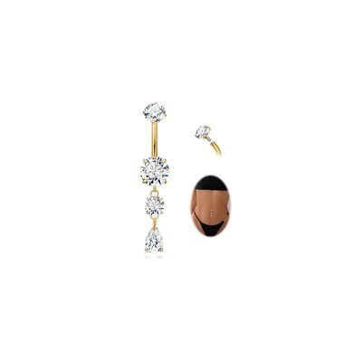 G23 Pure Titanium Dangle Belly Button Rings for Women Internally Thread Curve...