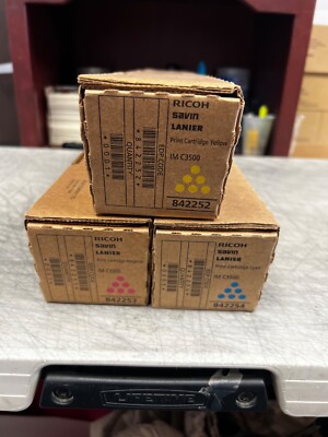 Lot of 3 Ricoh Color Toner Cartridges IMC3000 IMC3500 842252 842253 842254