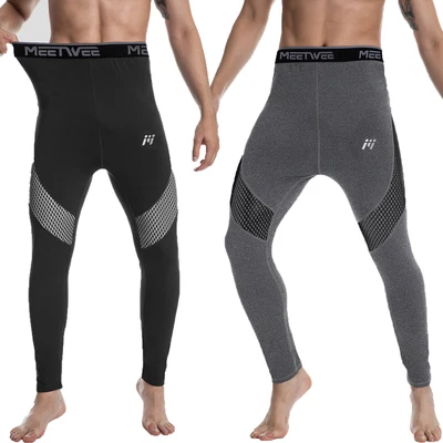 MEETYOO 2er Pack Herren Thermo Leggings Unterhose Hose Pants Unterwäsche Funktionswäsche