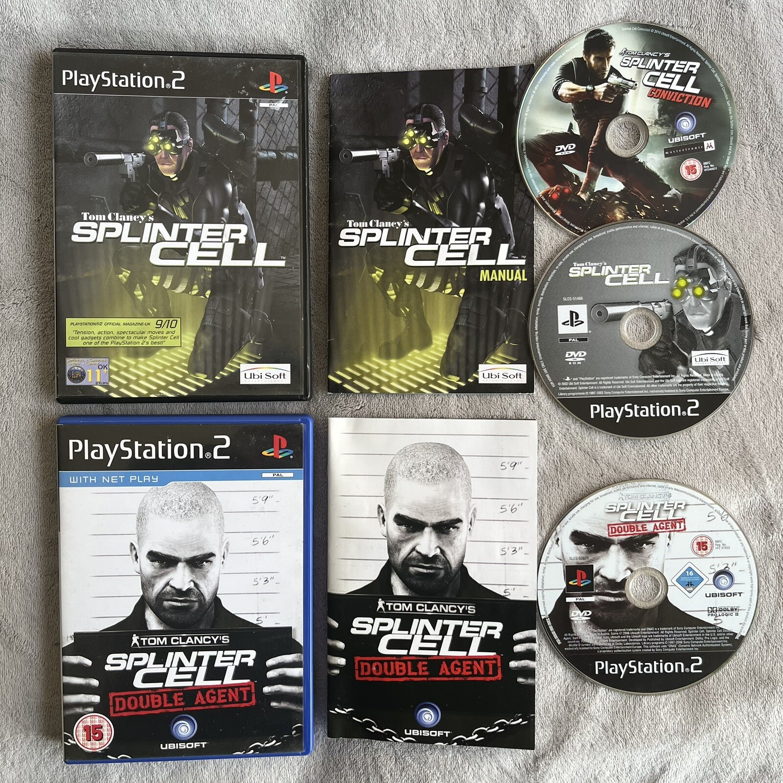 Tom Clancy's Splinter Cell & Double Agent PS2 PlayStation 2 Game Bundle With Dvd
