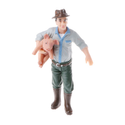 Simulation Menschen Modell Bauer hält Schwein Actionfiguren Kinder Spielzeug vorgeben