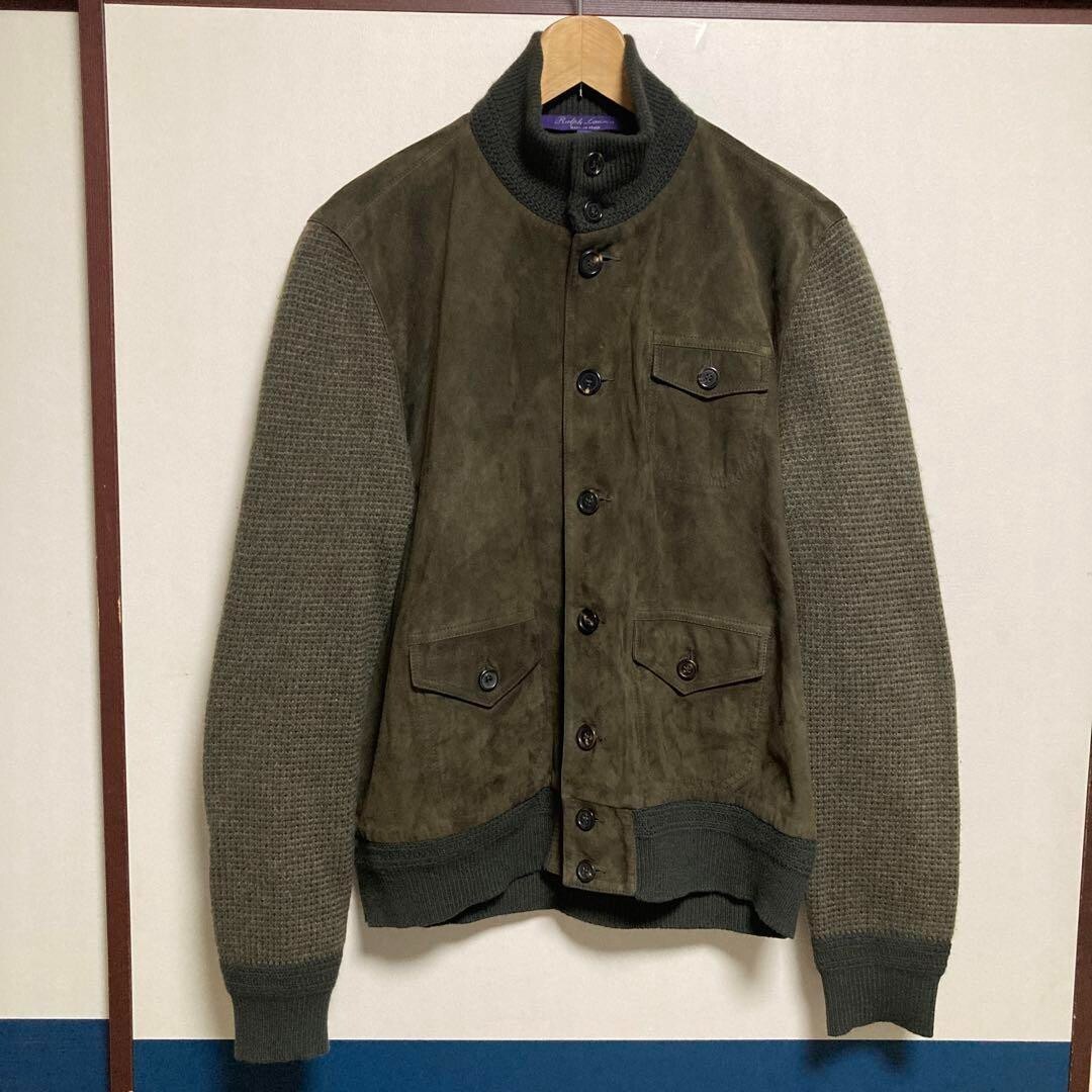 Ralph Lauren Purple Label Suede Leather Jacket Cashmere Blend Men's Size XL DDU