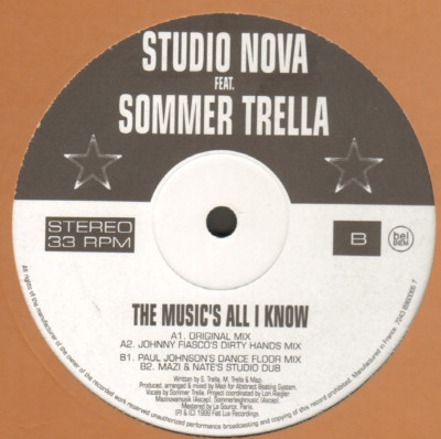 Studio Nova - The Music's All I Know (Feat. Sommer Trella) 1999 EP Maxi