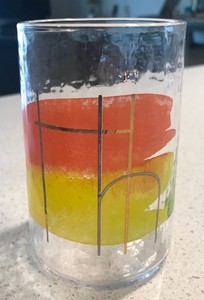 New Anthropologie Glassware Glass Tumbler Cup Initial H Clear Red Orange Yellow Ebay ebay