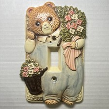 VTG Boy Teddy Bear Ceramic Light Switch Plate/Cover Takahashi GrannyCore Nursery