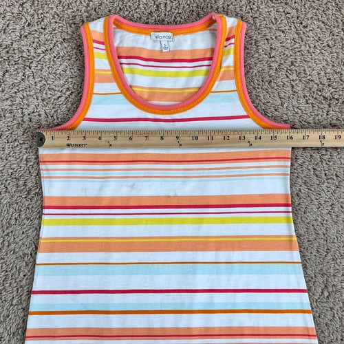 ELLA MOSS White Orange Striped Sleeveless Drop-Waist Maxi Dress Junior S Stretch - Picture 2 of 17