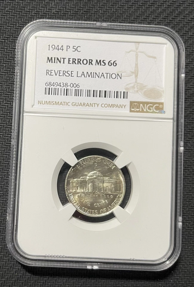 ERROR LAMINATION & MS66! 1944 D 5C Jefferson Nickel NGC Mint State MS 66 - Image 2 of 4