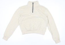 NA-KD Damen Sweatshirt beige Half Zip gerippt Gr&ouml;&szlig;e S