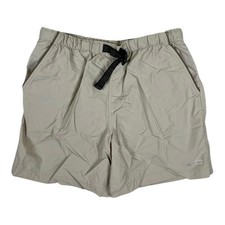 Vintage Columbia Belted Shorts Mens Small Beige Elastic Drawstring Mesh Lined
