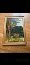 Antik Ölgemälde von 1929 Signiert K. Huchel Landschaft Malerei mit Rahmen