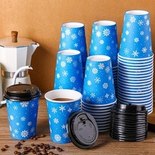 100 Set Disposable Coffee Cups with Lids 12 oz Disposable Dessert Cups for Hot