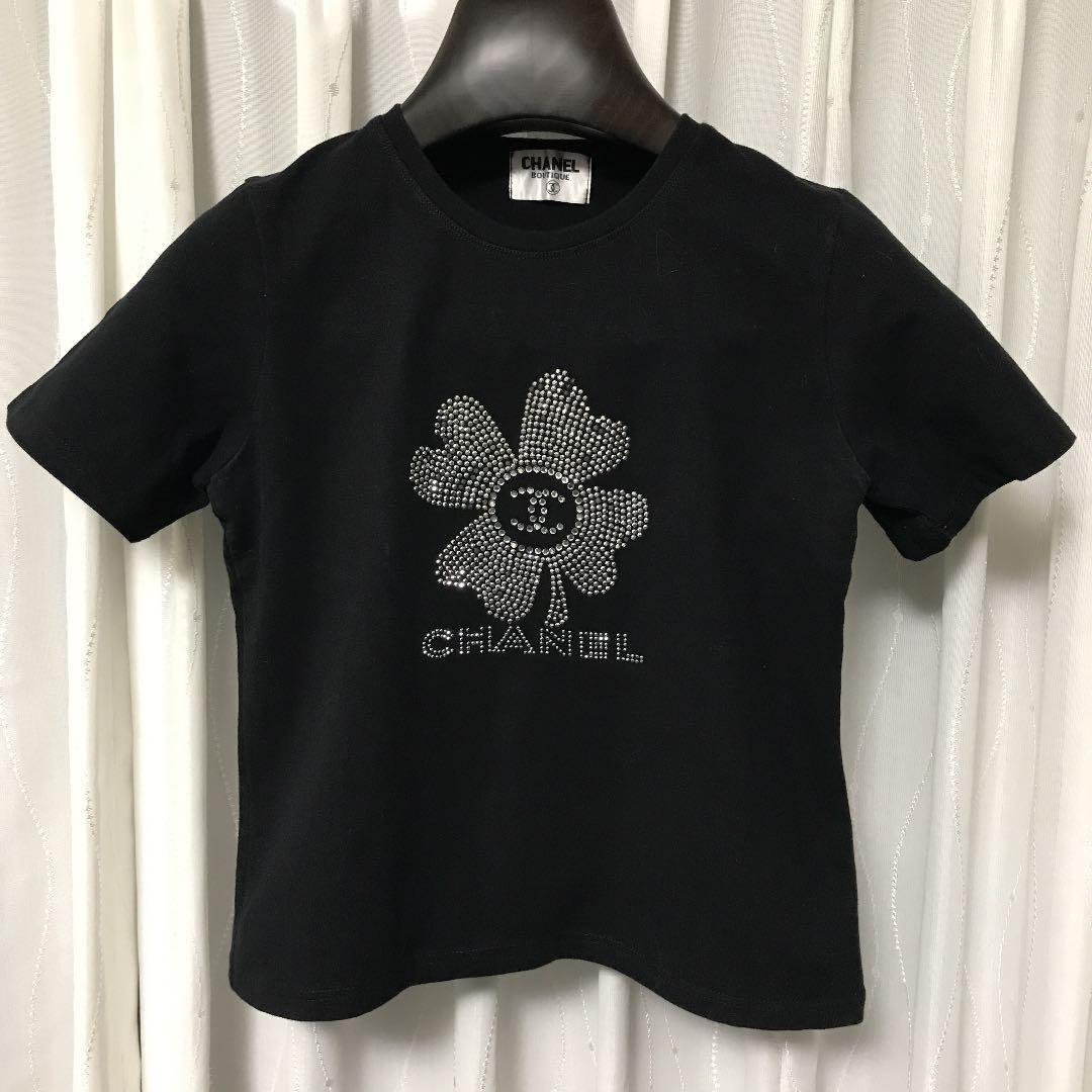Chanel Floral Black Cotton T-Shirt Pre-Owned Women's Summer Top | eBay