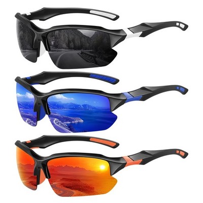 3 Pack Polarized Sports Sunglasses For Men, Uv Protection Half Frame Sunglasses