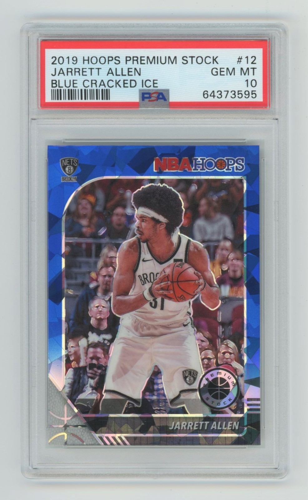Jarrett Allen 2019 Hoops Premium Stock #12 PSA 10 Gem MT Blue Cracked Ice view 4