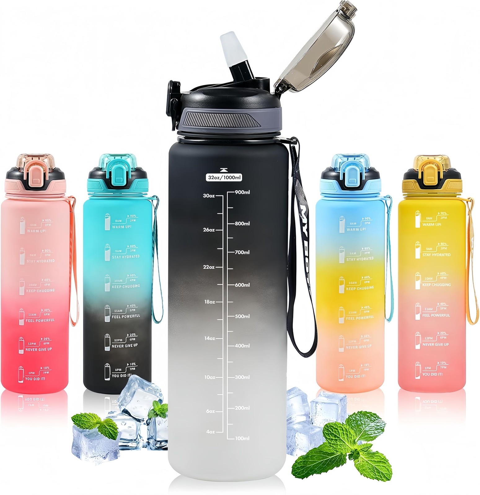 ZHYIFRQZ Sports Water Bottle with Straw,32 OZ 33.8 Ounces, B