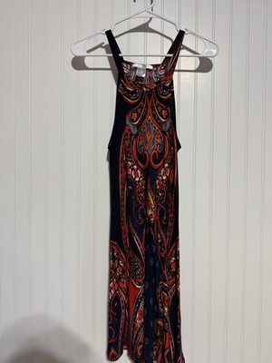 Lascana for Venus Navy Orange Paisley Halter Knee Length Dress Women's Size M