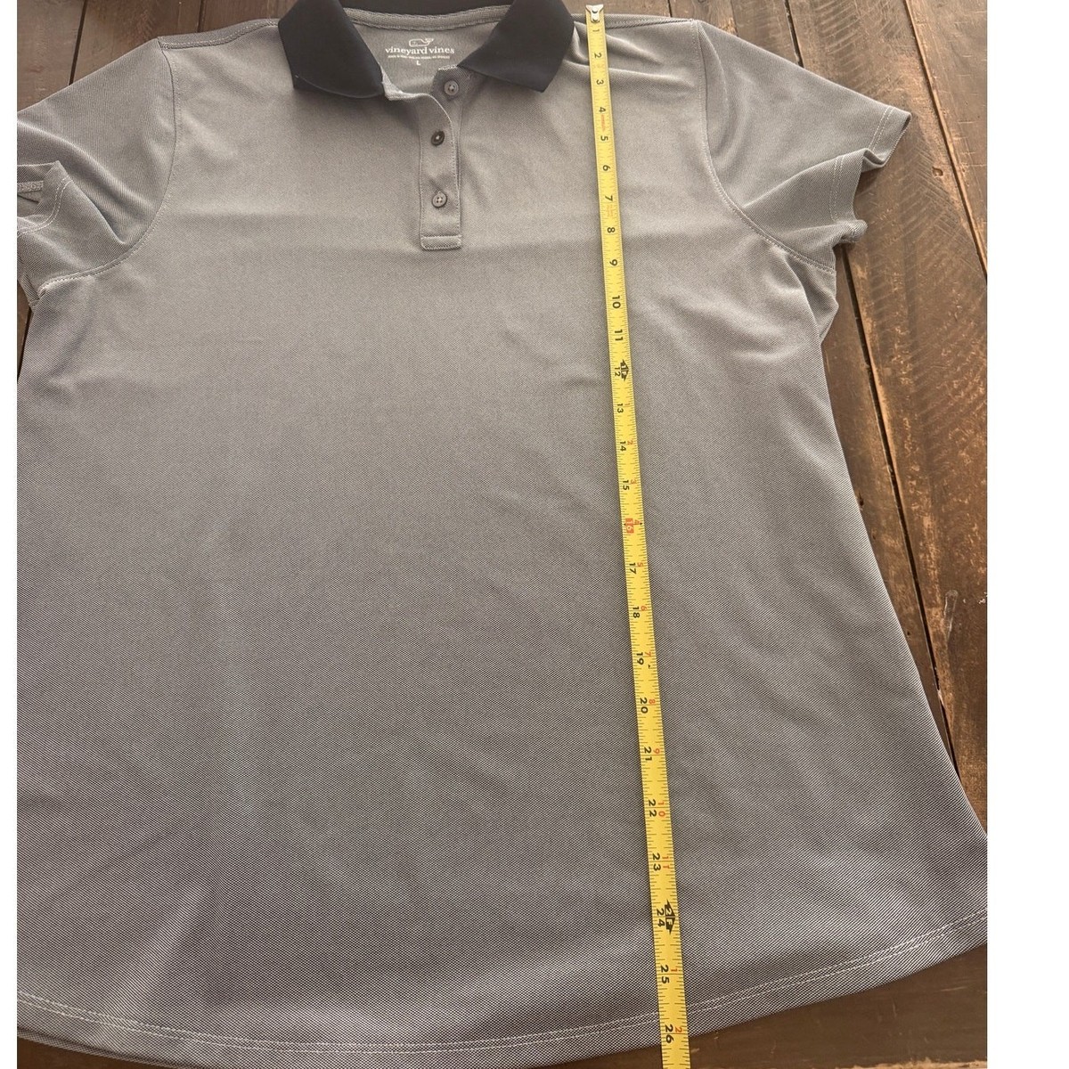 Vineyard Vines Women’s L Performance Pique Polo Gray Blue Short Sleeve 6K6016 View 3