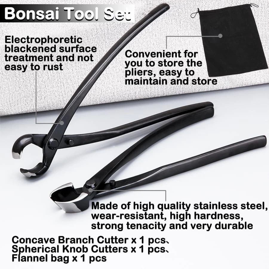 Bonsai Tool Set - 8"Concave Cutters and 8"Spherical Knob Carbon Steel Gardening - Image 4 of 4