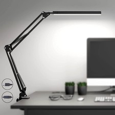 Desk Lamp with Clip & Base  Eye-Care Swing Arm USB Desk Lamp  3 Modes