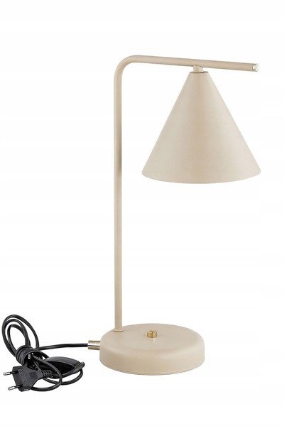 Tischlampe Beige Metall Wohnzimmer Schlafzimmer E27 H:38 Cm Tischleuchte BüRo-image