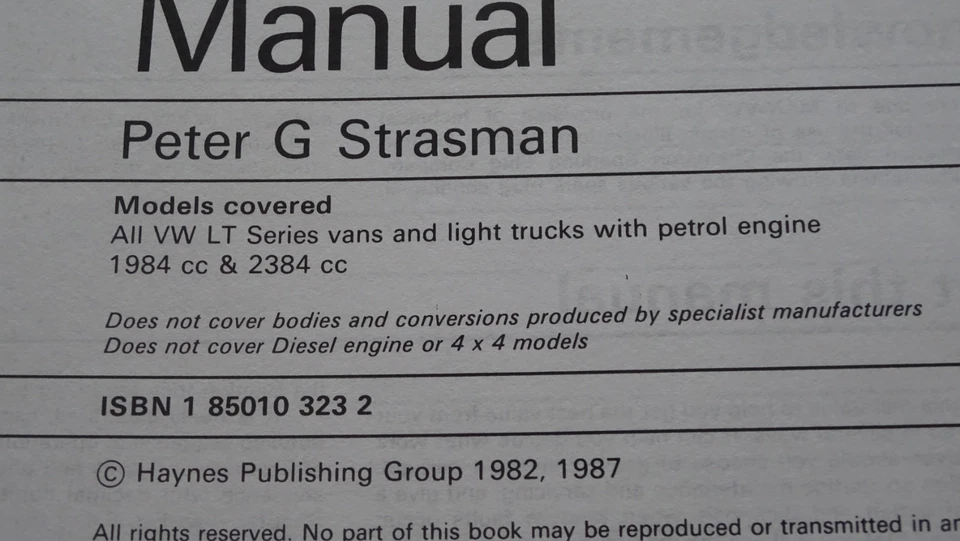 Volkswagen LT Series Haynes Owners Workshop Manual - Image 2 of 2