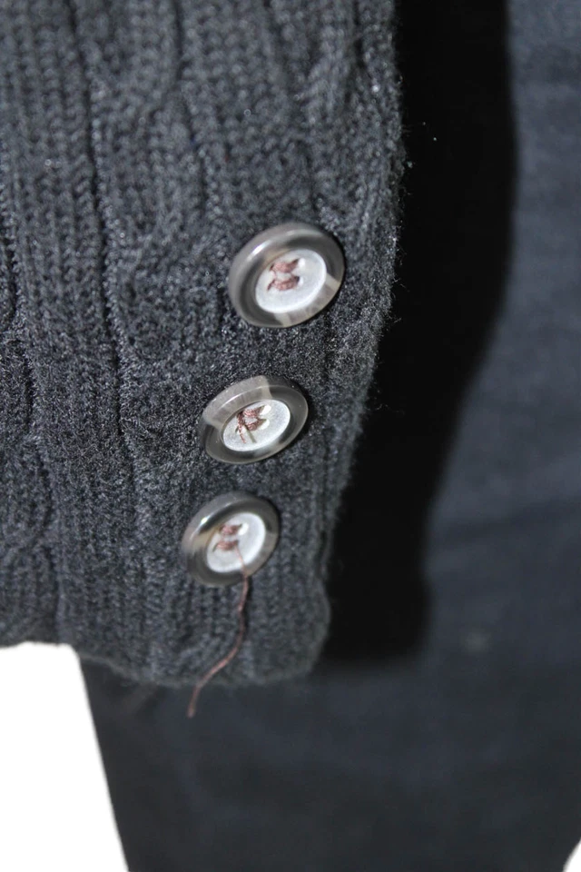 Chaqueta Blazer 525 America Mujer Tejido con Cable Cuello Muesca Abotonada Negra Talla S Foto 4 de 4