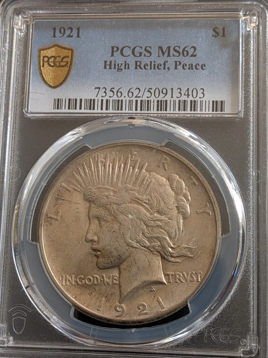 1921 High Relief Peace Dollar PCGS MS62 Original Toned Coin