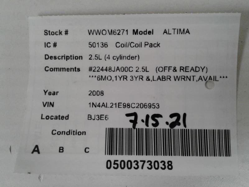 Coil/Ignitor Fits 07-19 SENTRA 1432188 - Image 3 of 3