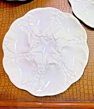 Vintage Oyster Plate Starfish Portuguese Pottery White Scalloped 9.5