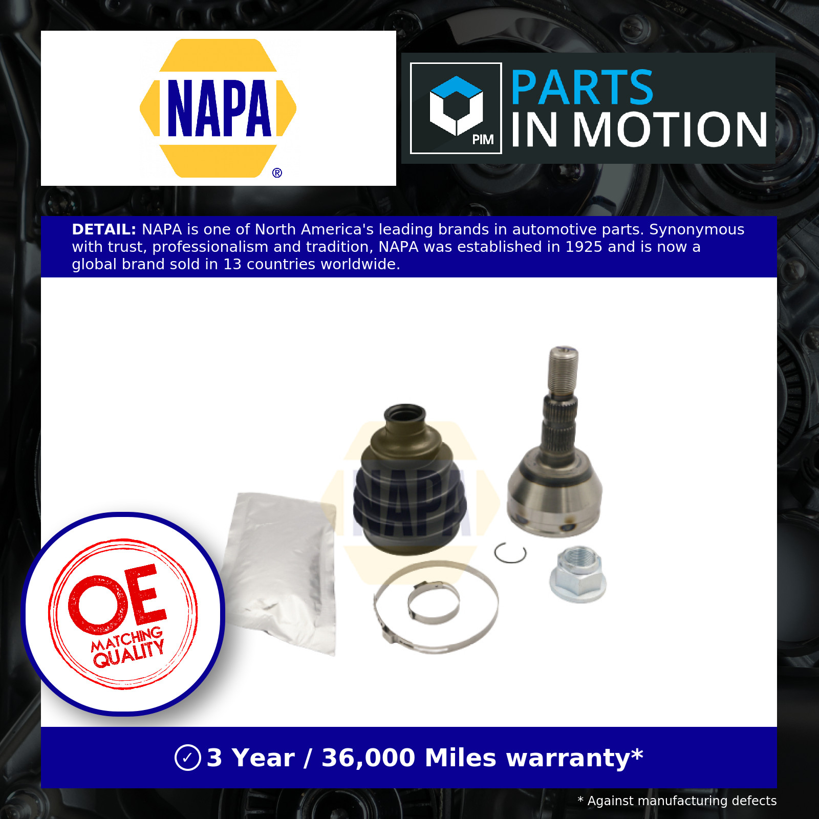 CV Joint fits VAUXHALL MERIVA B 1.4 Front Outer 2010 on C.V. Driveshaft NAPA New