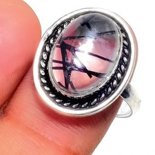 Rutilated Quartz Gemstone 925 Sterling Silver Jewelry All Size Ring For Gift