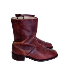 Vintage 80s Frye Mens Side Zip Leather Boots 10.5D Cognac Brown 2700 Made In USA