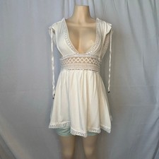 SHEIN Vgax White Lace Boho Empire Waist Mini Dress NWT size Large