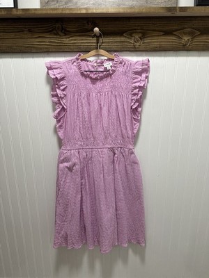 J. Crew Factory Gauze Flutter sleeve Midi  Dress Pink Summer Vacation Beach L 