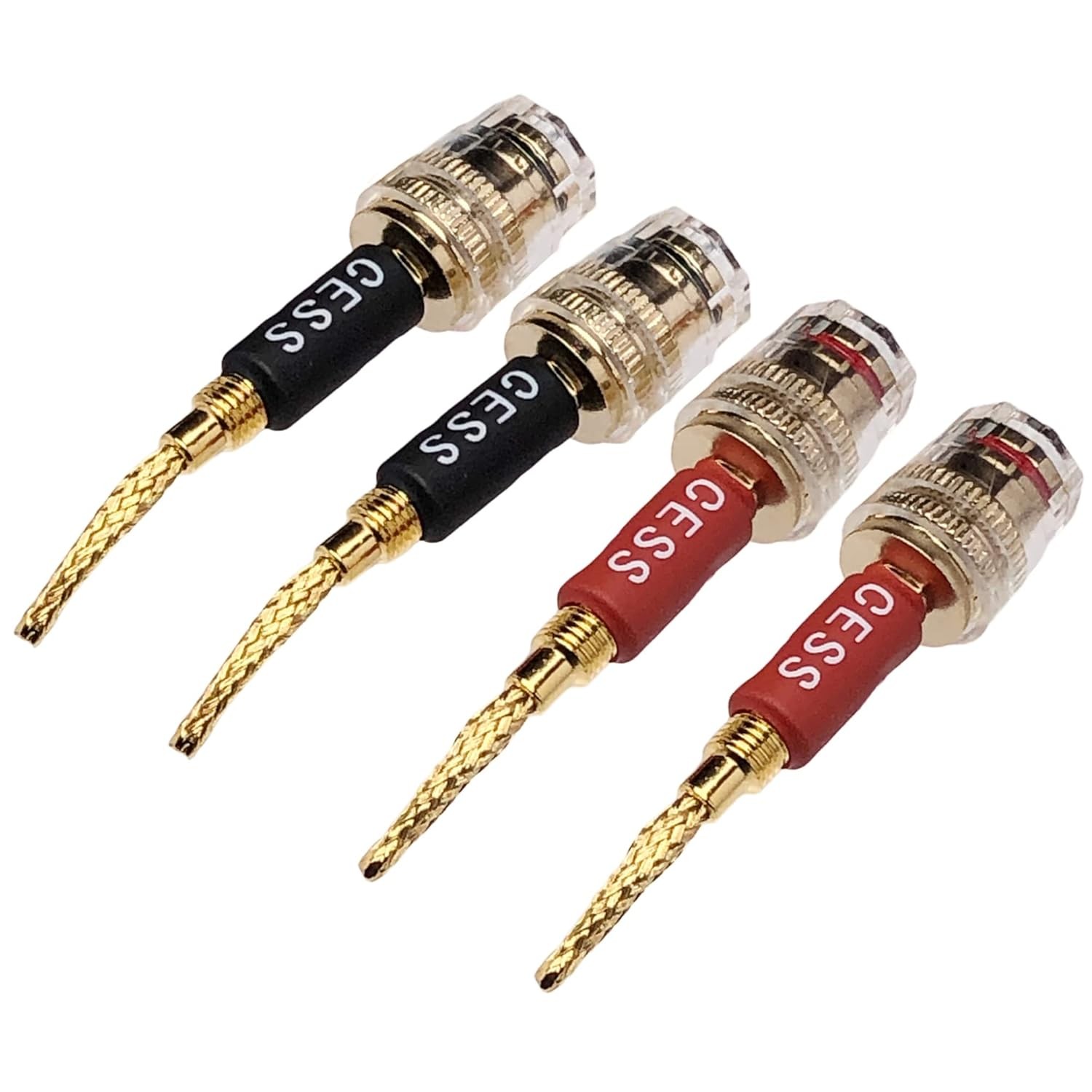 CNCESS CESS-220 Pin Banana Plug to 4mm Female Jack/Speaker Black & Red 