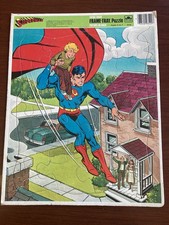 1983 Superman, Extra Thick Frame Tray Puzzle, Picture On Back, DC Comics