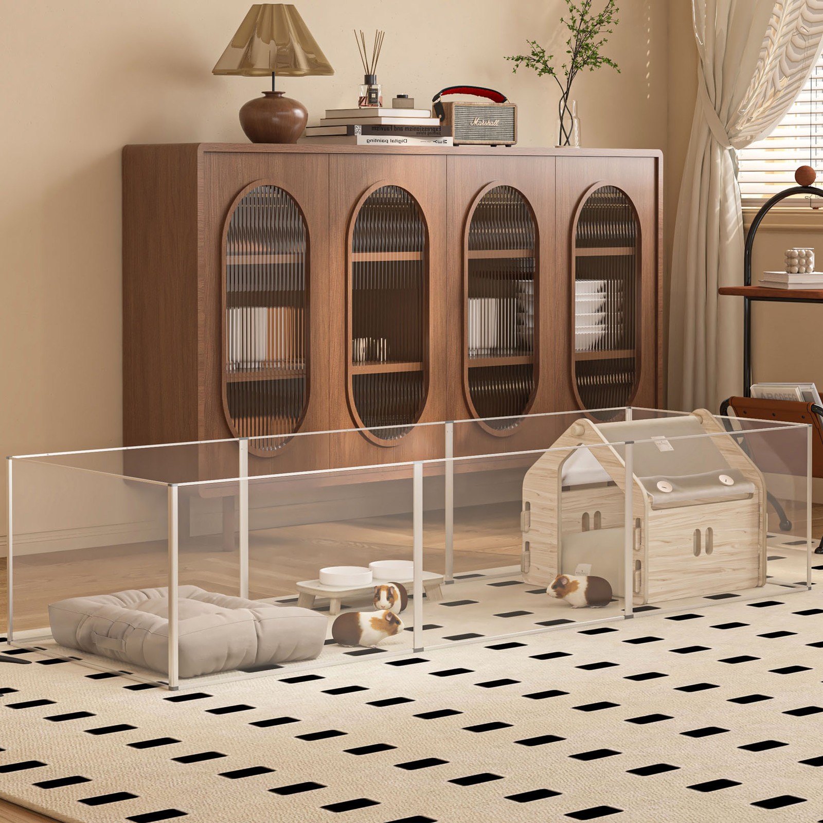 Enlarged Acrylic Dog Playpen Fence Escapeproof Pen for Hamster Hedgehog Animals