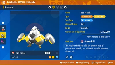 Pokemon Scarlet and Violet SHINY IRON HANDS LV.100 6IV ADAMANT