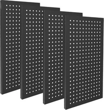 4 Pack Metal Pegboard Panels 24" x 12" Black Heavy Duty Steel 