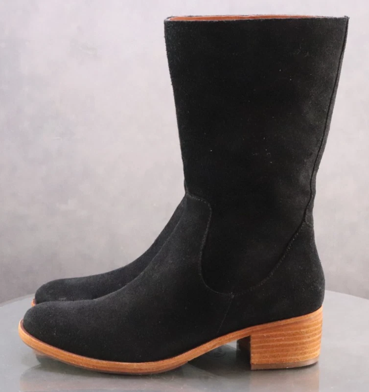 Kork Ease Mercia $200 Women's Side Zip Mid Calf Boots Size 8.5 Suede Black EUC - Image 2 of 4